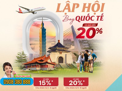 Săn vé nhóm đi Đài Bắc giảm 20 hãng Sun PhuQuoc Airways 0