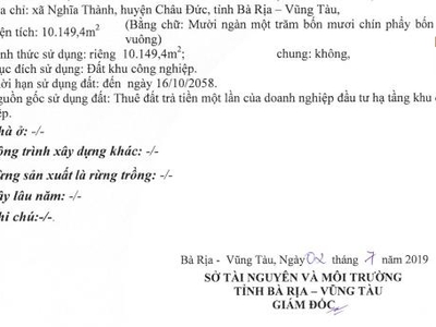 Bán 3 lô đất  KCN Châu Đức, Nghĩa Thành, Bà Rịa - Vũng Tàu 0