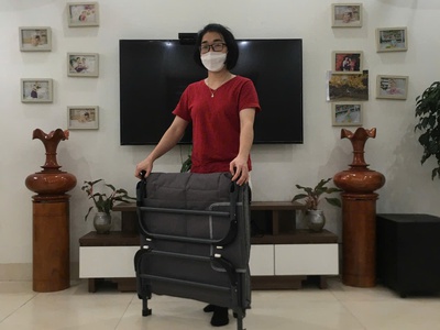 Giường gấp văn phòng Shindai B65- kèm chăn nỉ, bịt mắt ngủ, freeship 3