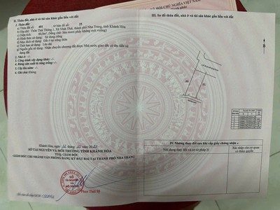 Chủ cần bán lô đất phường nam nha trang , thuộc xã vĩnh thái củ 4