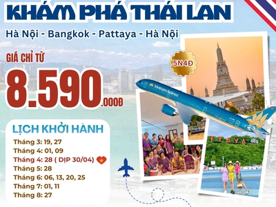 TOUR THÁI LAN 19/03 - Giá siêu tốt chỉ 7.990K 0