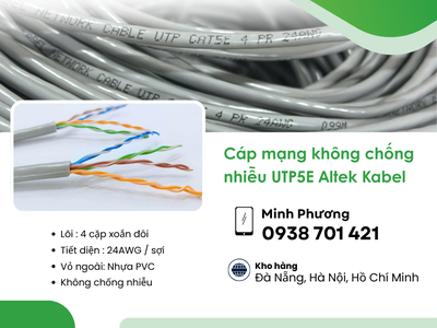 Cáp mạng không chống nhiễu UTP5E Altek Kabel phân phối Đà Nẵng, Quảng Ngãi, Hồ Chí Minh 0