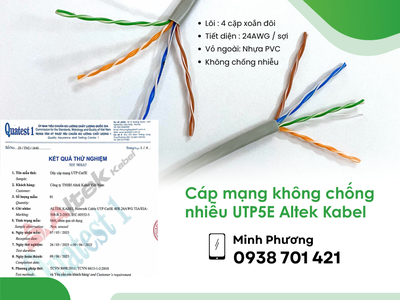 Cáp mạng không chống nhiễu UTP5E Altek Kabel phân phối Đà Nẵng, Quảng Ngãi, Hồ Chí Minh 1