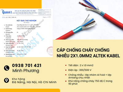 Cáp điện chống cháy chống nhiễu 2x1.0 Altek Kabel Hải Phòng, Lào Cai, Quảng Ninh 1