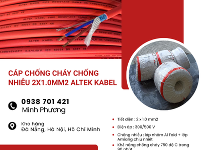 Cáp điện chống cháy chống nhiễu 2x1.0 Altek Kabel Hải Phòng, Lào Cai, Quảng Ninh 0