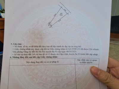 Cần tiền bán lô đất 116m  cln tại cẩm lĩnh, ba vì, hà nội. 1