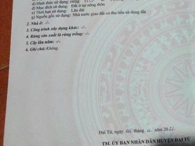 Cơ hội sở hữu đất đẹp khu tái định cư cánh đồng bông, đại từ, thái nguyên chính chủ cần bán gấp 3