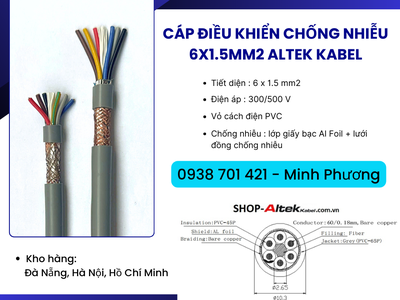 Cáp điều khiển có lớp chống nhiễu 6x1.5mm2 Altek Kabel Phú Yên, Gia Lai, Huế 0