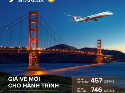 Vé máy bay đi Mỹ giá rẻ Starlux Airlines 0