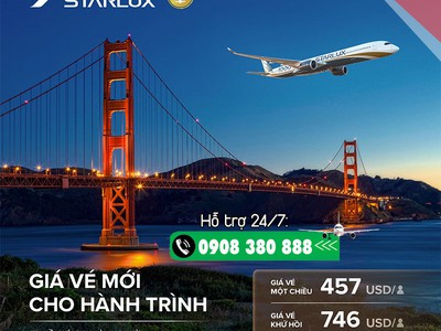 Bay Mỹ cùng STARLUX Airlines   Giá vé hấp dẫn từ TP.HCM 0