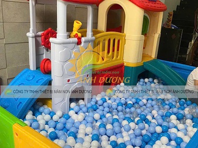 Nhà banh nhựa đa năng giá rẻ, nhà banh sắt cầu trượt mầm non 1