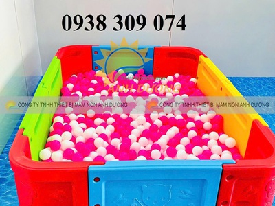 Nhà banh nhựa đa năng giá rẻ, nhà banh sắt cầu trượt mầm non 2