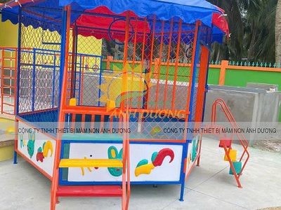 Nhà banh nhựa đa năng giá rẻ, nhà banh sắt cầu trượt mầm non 5