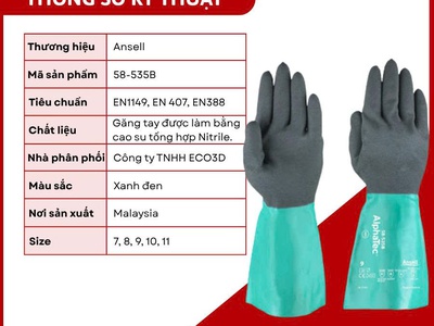 Găng tay chống hóa chất AlphaTec 58-535B ANSELL Giải pháp bảo vệ toàn diện, an toàn và hiệu quả 0
