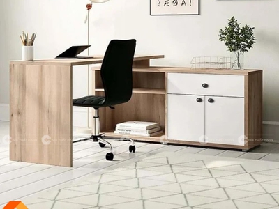 Bàn Làm Việc Gỗ Công Nghiệp MDF Màu Nâu Vân Gỗ Hiện Đại 0