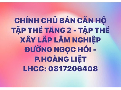 Chính chủ cần bán nhà tập thể đường ngọc hồi, thanh trì, hà nội 0