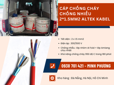 Cáp chống cháy chống nhiễu 2x1.5mm2 Altek Kabel giao ngay Hà Nội, Nam Định 0