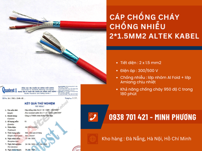 Cáp chống cháy chống nhiễu 2x1.5mm2 Altek Kabel giao ngay Hà Nội, Nam Định 1