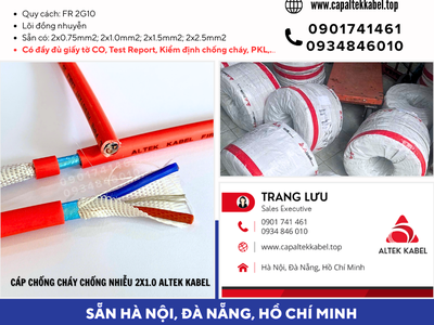 Cáp điện chống cháy chống nhiễu 2x1.0 sẵn Đà Nẵng, Bình Định, Phú Yên, Khánh Hòa 0