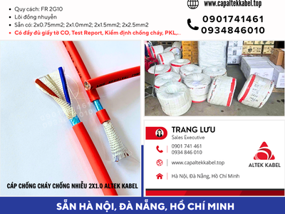 Cáp điện chống cháy chống nhiễu 2x1.0 sẵn Đà Nẵng, Bình Định, Phú Yên, Khánh Hòa 1