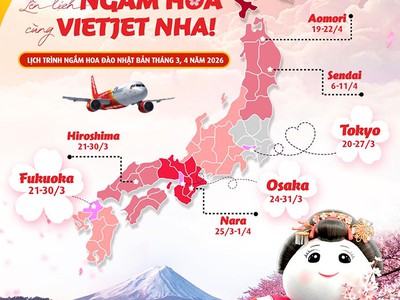 Lịch nở hoa anh đào Nhật Bản 2026   Gợi ý hành trình bay cùng Vietjet 0