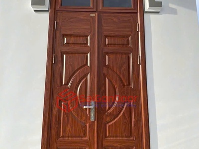 Cửa thép vân gỗ 2 cánh 1