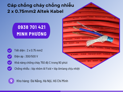 Cáp chống cháy chống nhiễu 2x0.75mm    Giải pháp an toàn cho hệ thống tín hiệu 2