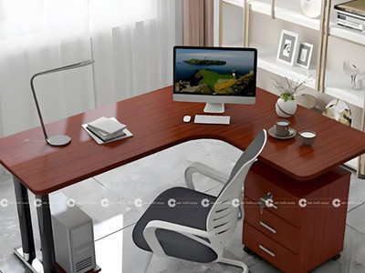 Bàn Làm Việc Tại Nhà Gỗ MDF Thiết Kế Chữ L Hiện Đại 0