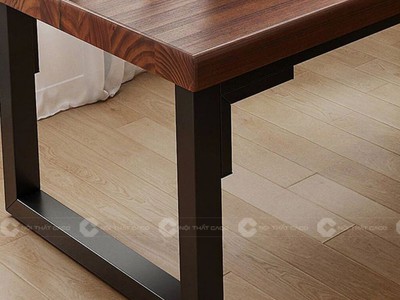 Bàn Làm Việc Tại Nhà Gỗ Tự Nhiên Kết Hợp Chân Sắt Hiện Đại 1