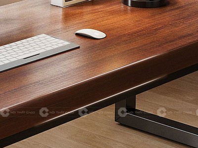 Bàn Làm Việc Tại Nhà Gỗ Tự Nhiên Kết Hợp Chân Sắt Hiện Đại 0