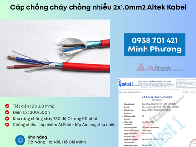 Cáp chống cháy chống nhiễu 2x1.0mm2 Altek Kabel giao Đà Nẵng, Quảng Nam, Huế 1