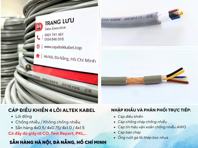 Cáp điều khiển 4 lõi chống nhiễu/ không chống nhiễu - Altek Kabel 0