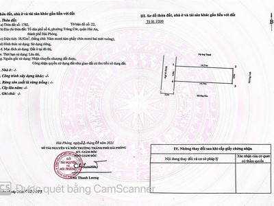 Cần bán lô đất ngõ 38 Cát Vũ, Tràng Cát 58,92m2 giá chỉ 1 tỷ 590 triệu 2