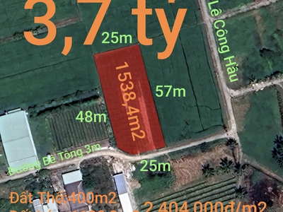 Bán lô đất thổ lúa làm nhà vườn xã nhựt tảo giá 3,7 tỷ 0