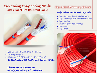 Cáp chống cháy chống nhiễu 2x0.75/2x1.0/2x1.5/2x2.5 - Altek Kabel 0