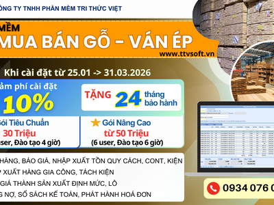 CÒN 02 NGÀY   ƯU ĐÃI Phần mềm Kinh Doanh Kho Gỗ, Ván Ép, TTV Software 0