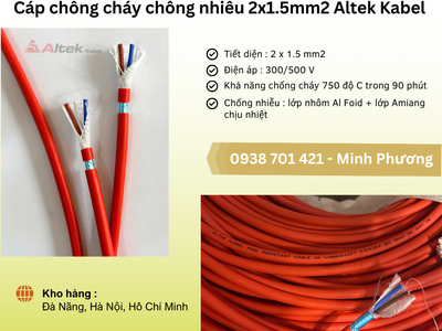 Cáp chống cháy chống nhiễu 2x1.5mm2 Altek Kabel phân phối Đà Nẵng, Quảng Ngãi 2