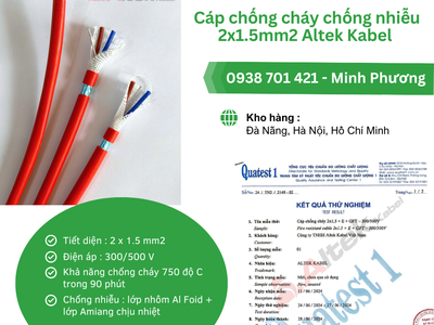 Cáp chống cháy chống nhiễu 2x1.5mm2 Altek Kabel phân phối Đà Nẵng, Quảng Ngãi 1