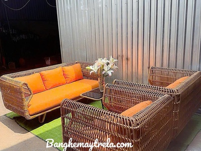 Bàn ghế sofa mây nhựa 1