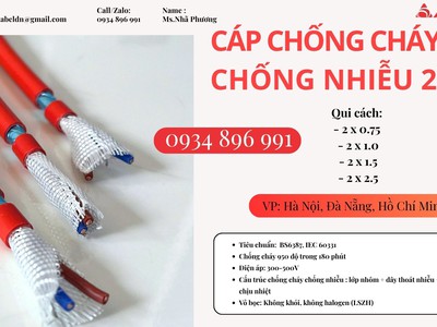 Cáp Chống Cháy Chống Nhiễu 2 Lõi Phân Phối TP.HCM, Bình Dương, Đồng Nai Hàng Luôn Có Sẵn 1
