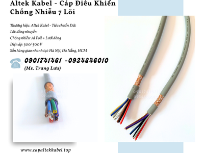 Cáp điện, cáp điều khiển chống nhiễu 7x0.5, 7x0.75, 7x1.0, 7x1.5 1