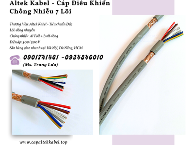 Cáp điện, cáp điều khiển chống nhiễu 7x0.5, 7x0.75, 7x1.0, 7x1.5 2