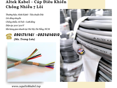Cáp điện, cáp điều khiển chống nhiễu 7x0.5, 7x0.75, 7x1.0, 7x1.5 3
