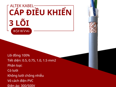 Cáp điều khiển đồng mềm 3 lõi vỏ xám Altek Kabel 0