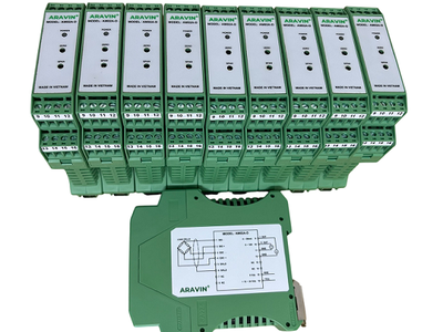 Bộ khuếch đại và chuyển đổi tín hiệu load cell AM02A-D Aravin cài ray DIN 0