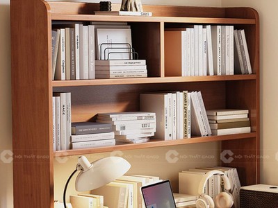 Bàn Làm Việc Tại Nhà Gỗ Sồi Tự Nhiên Kết Hợp Giá Sách Hiện Đại 0