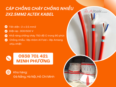 Cáp điện chống cháy chống nhiễu 2 lõi 2.5mm2 phân phối Đà Nẵng, Gia Lai, Hà Nội 0