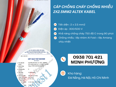 Cáp điện chống cháy chống nhiễu 2 lõi 2.5mm2 phân phối Đà Nẵng, Gia Lai, Hà Nội 1