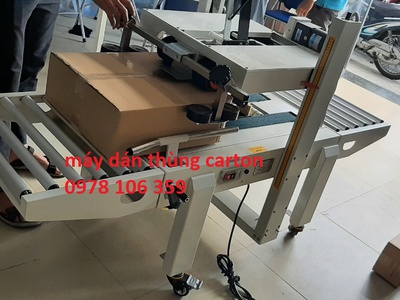 Máy dán băng keo thùng carton, máy dán thùng mặt trên mặt dưới, máy dán thùng bán tự động 0