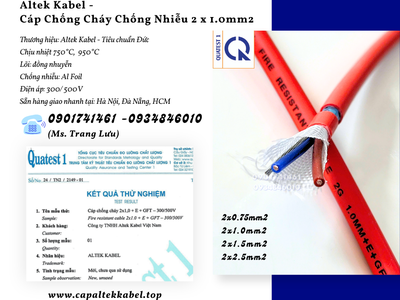 Cáp chống cháy chống nhiễu 2x1.0mm2 - Altek Kabel giao nhanh Đà Nẵng, Hà Nội, Sài Gòn 0